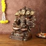 Superfine Handcrafted Brass Panchmukhi Hanuman Idol 17" | Dual Tone Copper Gold | 22 kg Divine Power & Protection | 15" Width, 8.5" Depth | Sacred Focal Point